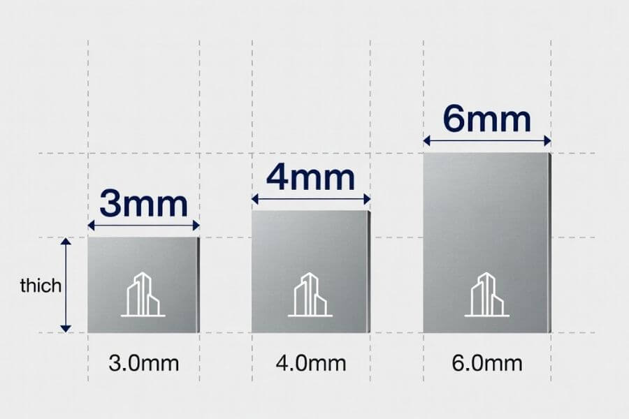 ACM panel thickness comparison chart showing differences between 3mm 4mm and 6mm panels ACM panel thickness comparison chart showing differences between 3mm 4mm and 6mm panels