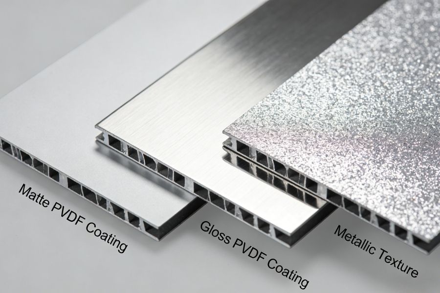 PVDF coating aluminum composite panel surface finishes for custom color facade design
