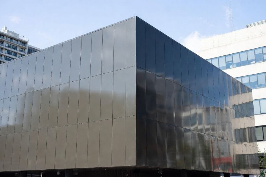 matte vs gloss ACP facade performance on large commercial building exterior