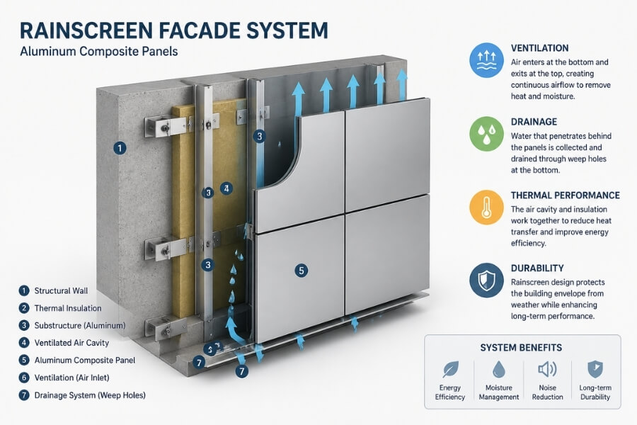 ACP rainscreen facade system improving building envelope performance ACP rainscreen facade system improving building envelope performance