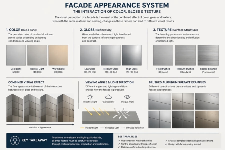 facade appearance factors color gloss texture brushed aluminum panel visual system facade appearance factors color gloss texture brushed aluminum panel visual system