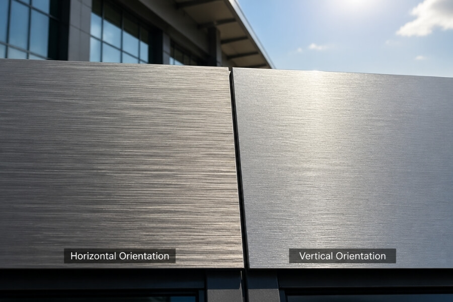 color variation in brushed aluminum panels due to different panel orientation and light reflection color variation in brushed aluminum panels due to different panel orientation and light reflection