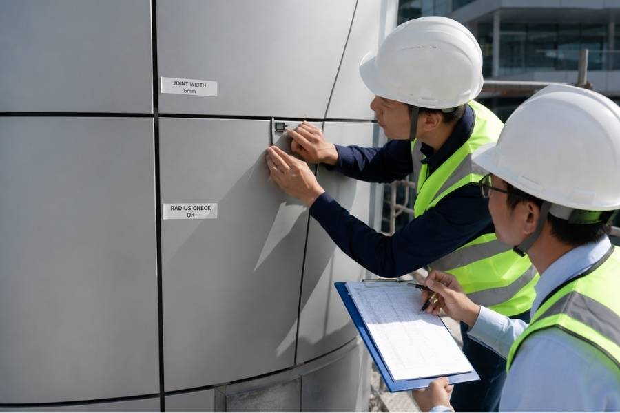 joint alignment inspection for cylindrical aluminum composite panel cladding systems joint alignment inspection for cylindrical aluminum composite panel cladding systems