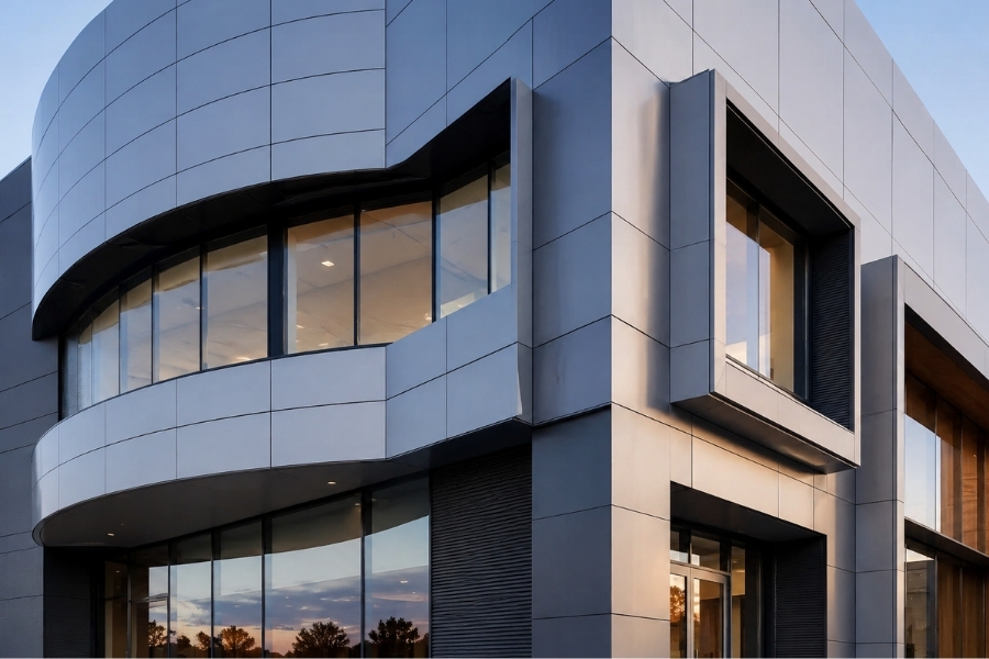 prefabricated aluminum composite panels used for curved façades and complex architectural details