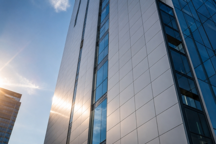 High-rise aluminum composite panel facade designed to accommodate thermal movement High-rise aluminum composite panel facade designed to accommodate thermal movement